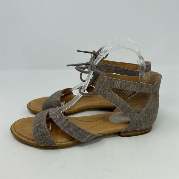 Born Women's Gray Leather Snake Print Lace Up Sandals Size 8M Casual Summer - Picture 8 of 14